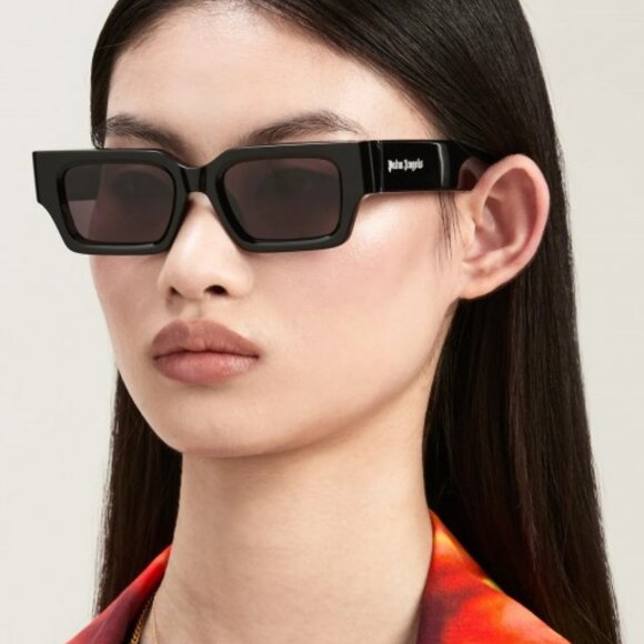 Palm Angels PERI086 HYDE 1045 Sunglasses Black Rectangle Frame, Blue Lenses - Picture 3 of 11